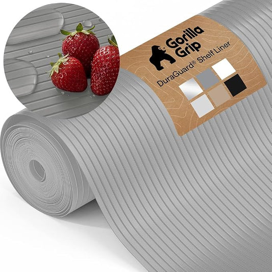 GORILLA GRIP Shelf Liner, Non-Adhesive Cabinet Liners, 17.5" x30' Gray by Unknown