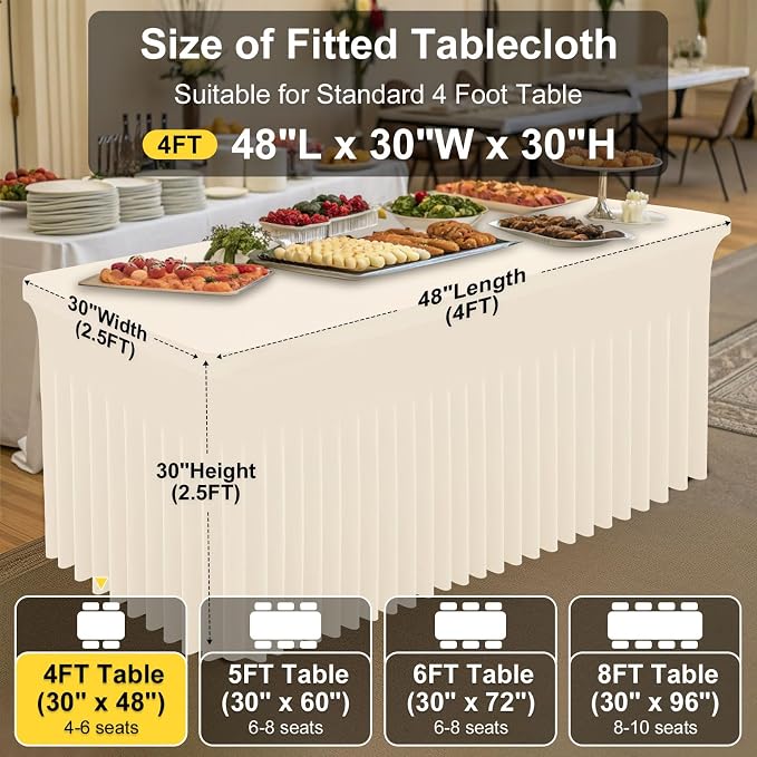 Smiry 2 Pack Spandex Elastic Fitted Table Cloth Skirt for 4FT Table - Image 4
