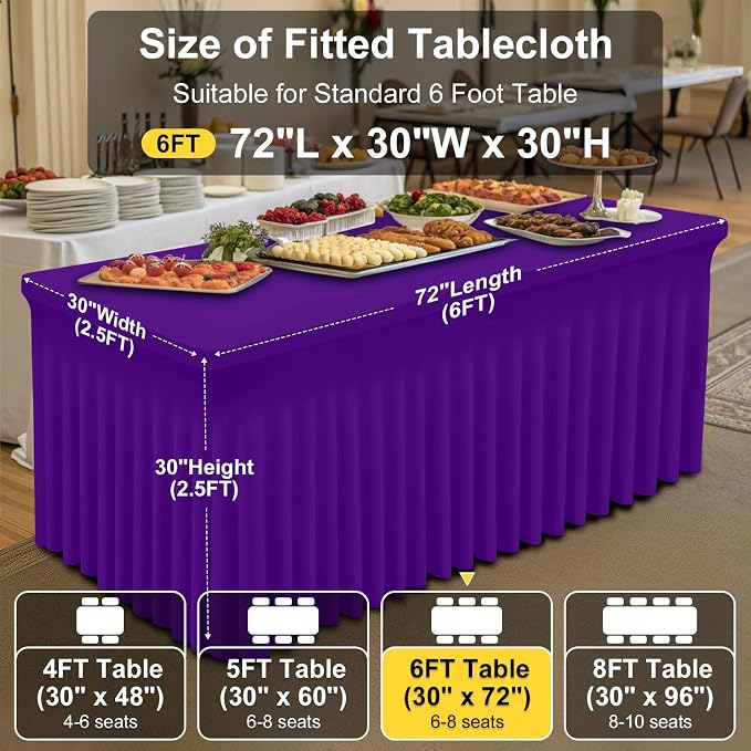 Smiry Spandex Elastic Fitted Table Cloth Skirt for 6FT Rectangle Table - Image 4