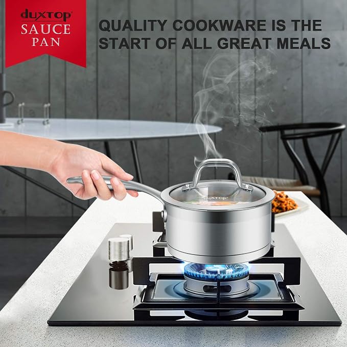 Duxtop Stainless Steel Sauce Pan with Lid, 2.5 Quart Induction Cooking Pot - Image 7