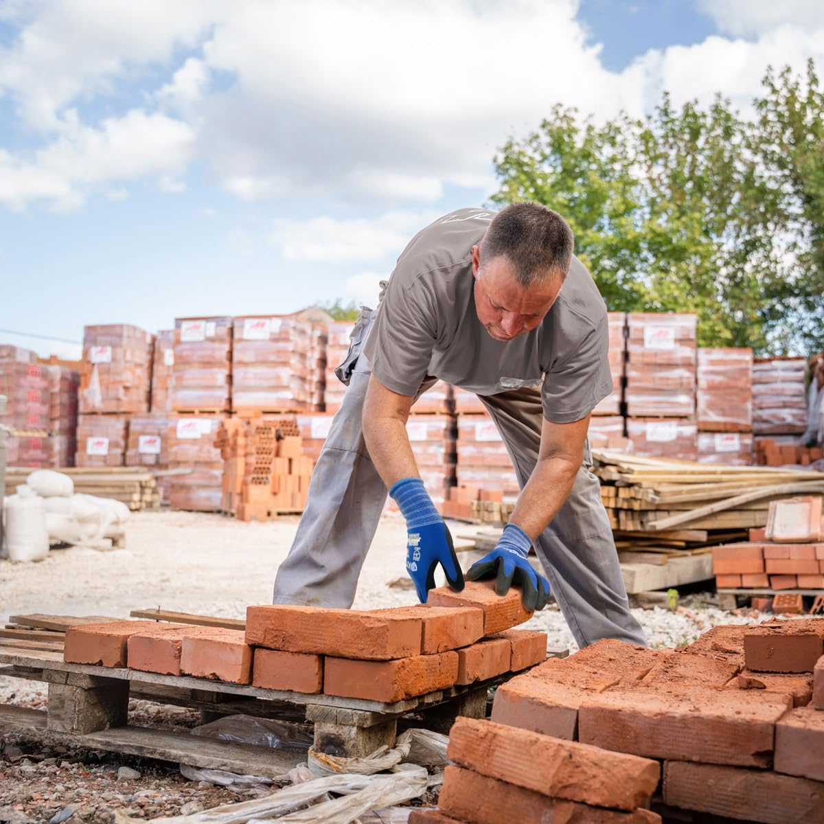 Safety Work Gloves MicroFoam Nitrile Coated-12 Pairs,KAYGO KG18NB,Seamless Knit Nylon Glove with Black Micro-Foam Nitrile Grip,Ideal for General Purpose,Automotive,Home Improvement,Blue