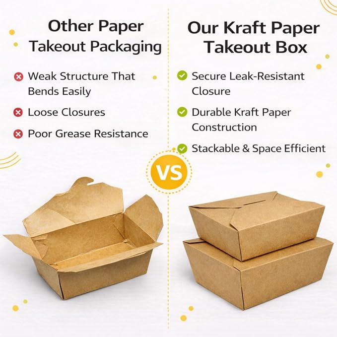 45oz 200Pack Kraft Paper To Go Boxes, Take Out Food Containers - Image 5