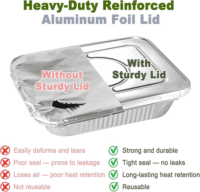 Half Size Shallow Steam Table Pans with Foil Lids, 25 Pack - Image 4