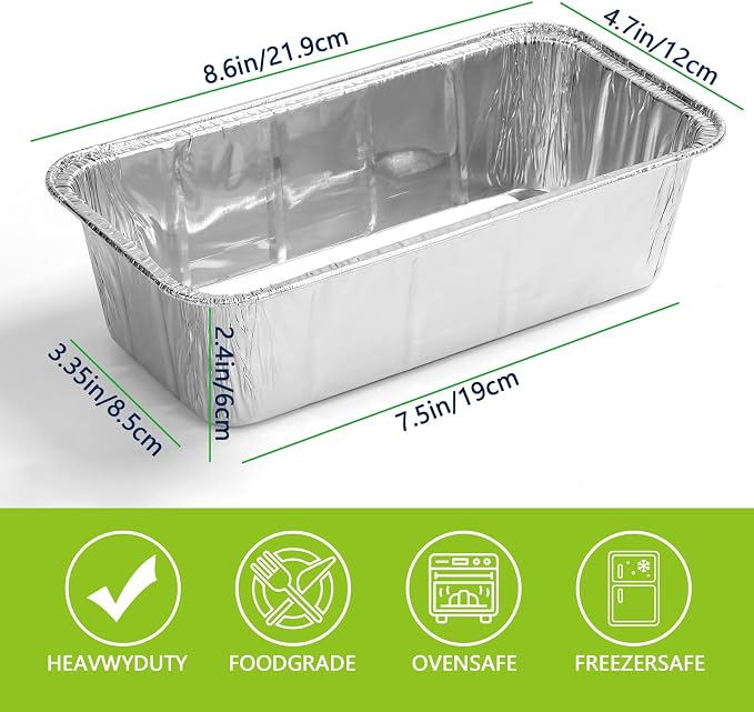 UBeesize 2Lb Thicker & Heavy Duty Disposable Aluminum Loaf Pans, 50 Pack Ultra Sturdy 8.5 x 4.5 Foil Bread Pans for Baking Banana Bread, Cakes, Meatloaf & Food Storage - Image 3