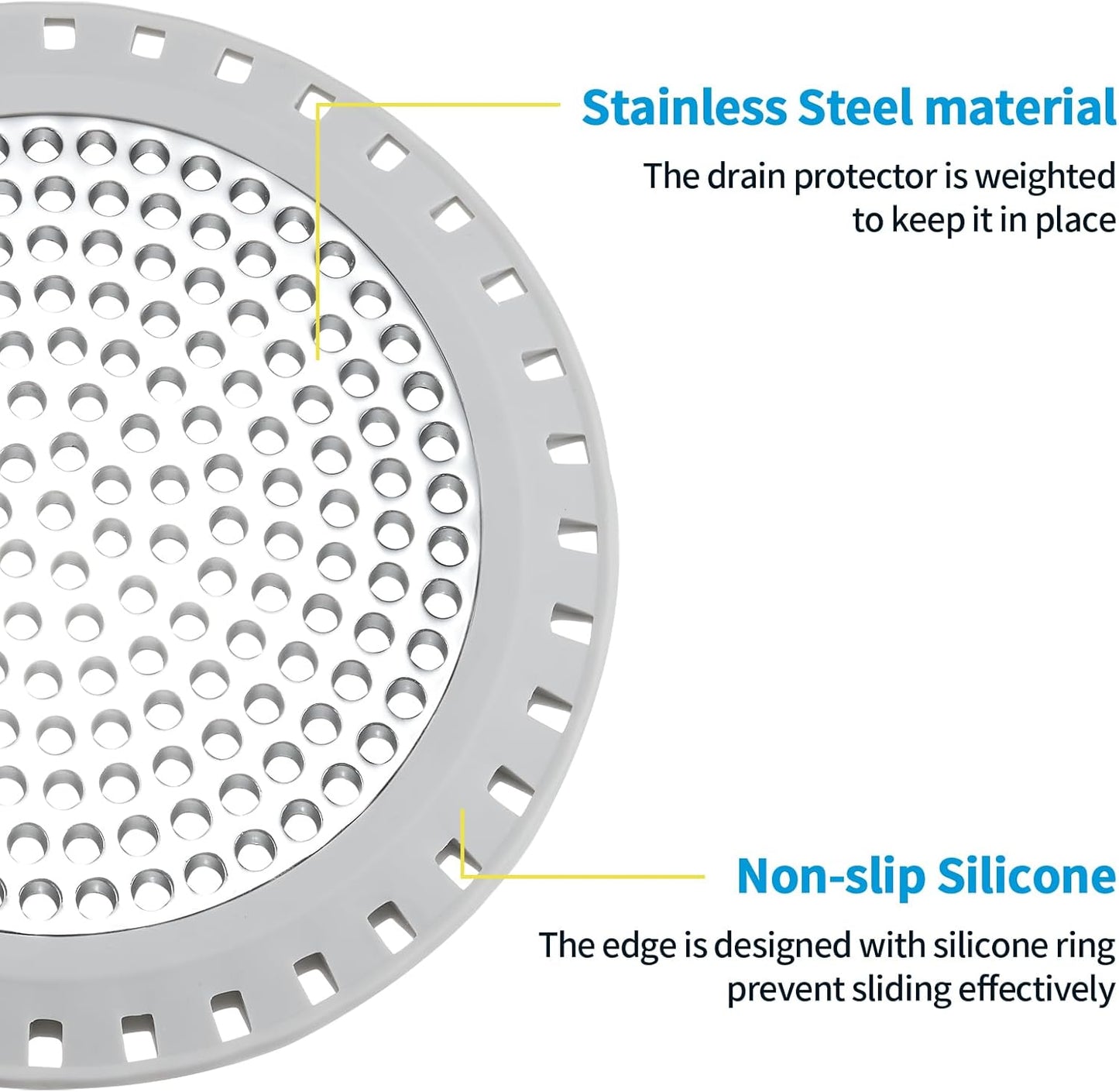 Shower Drain Hair Catcher,Aluvor Shower Drain Cover Round Bathtub Drain Strainers Weighted Metal Hair Trap Stopper Sink Protector Filter Bathroom Flat Strainer Stopper