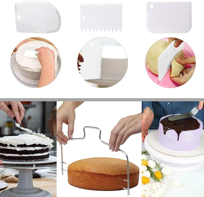 Cake Decorating Turntable,Cake Decorating Supplies with Decorating Comb/Icing Smoother(3pcs),2 Icing Spatula with Sided & Angled … - Image 2