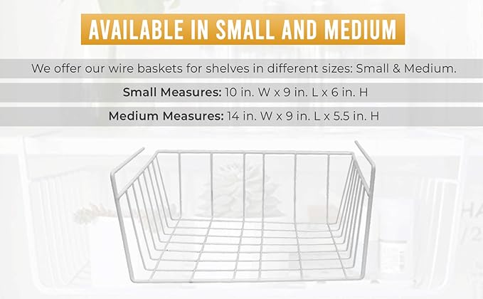 YBM Home Under Shelf Wire Basket Storage Organizer for Kitchen Pantry - Hanging Storage Cabinet Organizer Rack Adds Extra Storage Space Underside the Shelf (1, Small) - Image 4