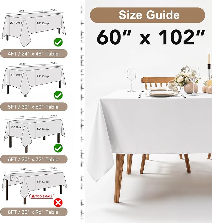 Fitable 8 Pack Burgundy Tablecloths 60x102 Inch for 6 Ft Rectangle Tables - Image 4