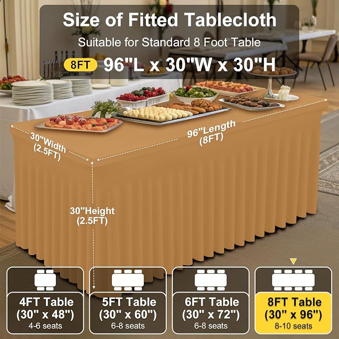 Smiry Spandex Elastic Fitted Table Cloth Skirt for 8FT Rectangle Table - Image 5