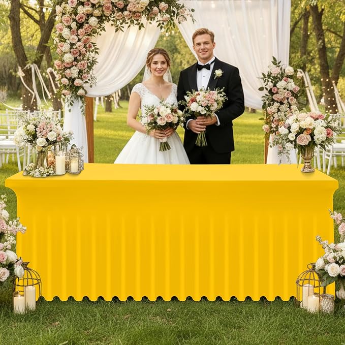 Moosfor 2 Pack Spandex Fitted Rectangle Tablecloth, Elastic Table Skirt - Image 2