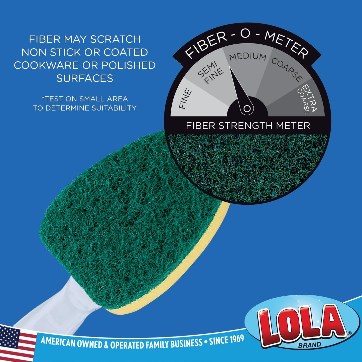 Lola Products Dish Brush w/Soap Dispenser Wand, Absorbent Sponge Scrubber, No Leaking. Clean Dishes and Sinks, 12 Brushes & Heads & 72 Refills