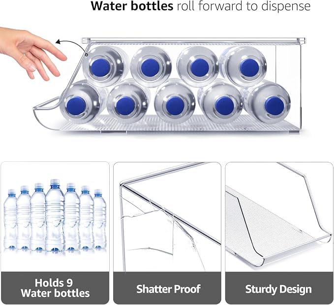 Sorbus Water Bottle Organizer for Refrigerator & Pantry, Stackable (2 Pack) | BPA-free construction keeps drinks arranged and visible, with easy dispenser access for chilled storage and restocking. - Image 4