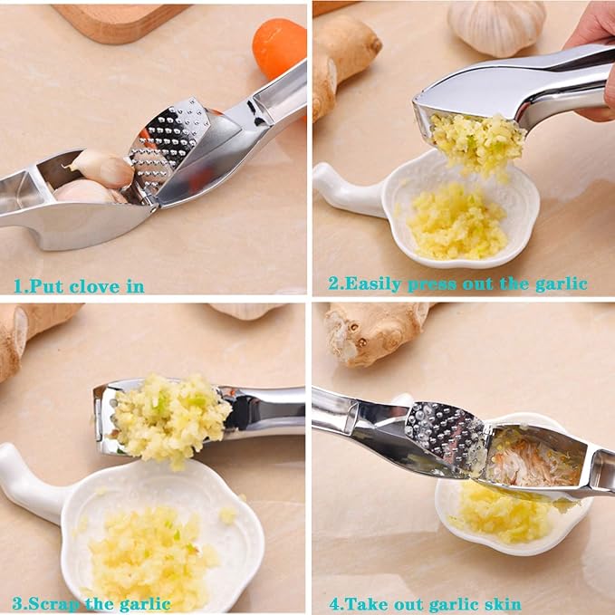 Garlic Press, Stainless Steel Mincer and Crusher with Garlic Rocker, Professional Grade, Dishwasher Safe, RustProof Premium Metal Garlic Press – Easy Squeezing - Image 7