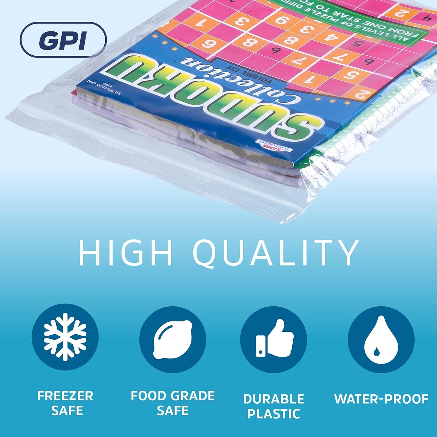 GPI PACK Of 100 , 10"x12" 1 GALLON, CLEAR PLASTIC RECLOSABLE ZIP BAGS,2 mil Thick Poly Baggies With Resealable Zip Top Lock For food, jewelry, medical, and household & office supplies.