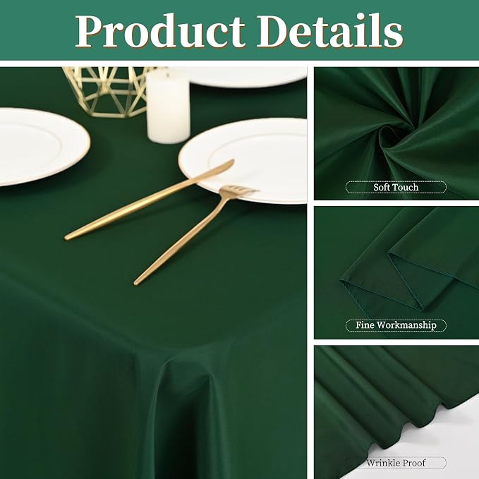 6 Pack Hunter Green Tablecloth for Rectangle Table 60x126 Inch - Image 4