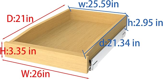 Wooden Pull out Cabinet Organizer 26" W x 21" D x 3.35" H, Heavy Duty Slide Out Drawers Pull-Out Home Organizers for Kitchen Cabinets - Image 2