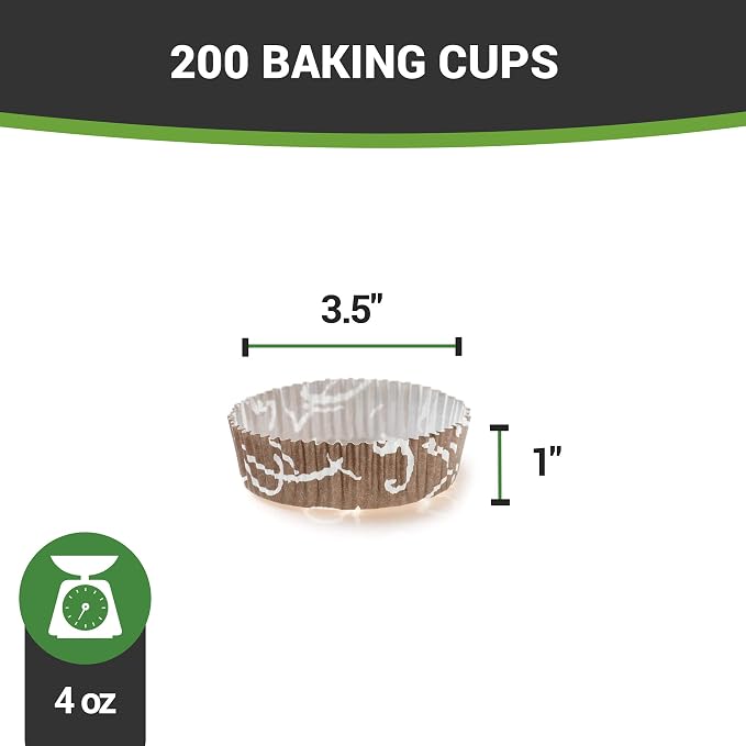 Restaurantware-Premium 3.2 Inch, 4 Ounce Baking Cups: Regular-Ridged Round Paper Baking Cups Perfect for Muffins, Cupcakes or Mini Snacks - Brown Chocolate Wisp Print Design - Disposable - 200ct Box - Image 7
