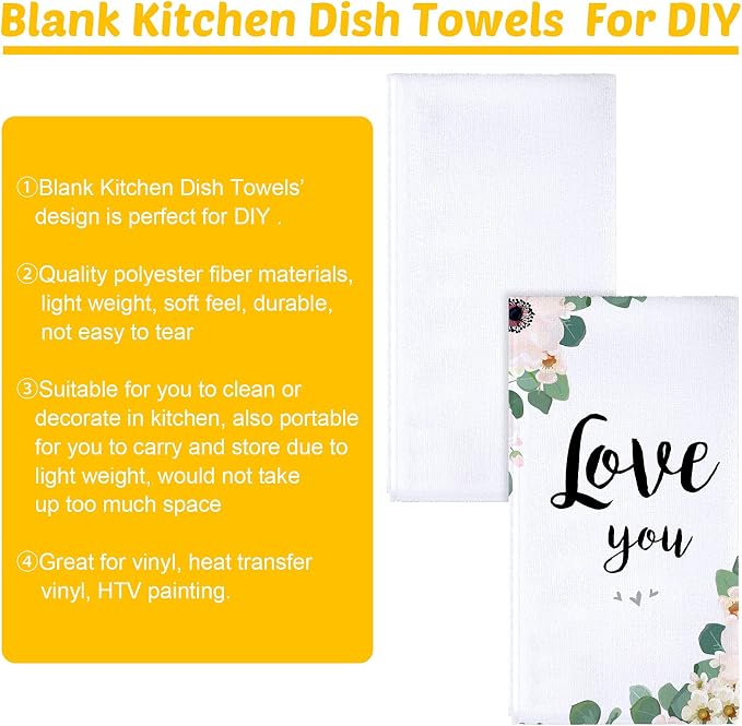 Patelai 10 Pieces Sublimation Blank Towels Microfiber Dishtowel Absorbent Multi Purpose Kitchen Dish Towels DIY Dishcloth Bathroom Towel for Fall Christmas Kitchen Home Decor, 16 x 24 Inch - Image 4