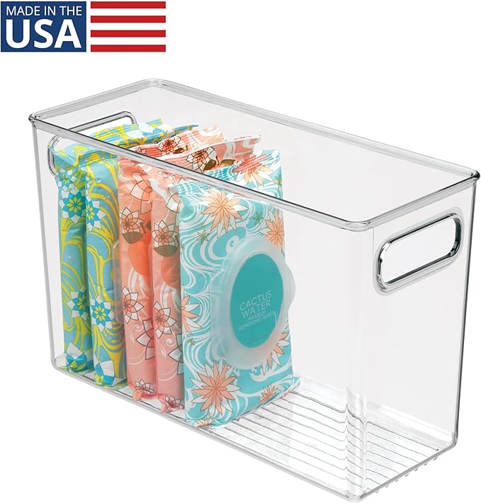 iDesign Slim Clear Plastic Bathroom Storage Bin, Tall Narrow - Image 2
