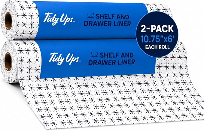 Adhesive Shelf Liner - Midnight Grid, 10.75in x 6ft, 2-Pack by TidyUps