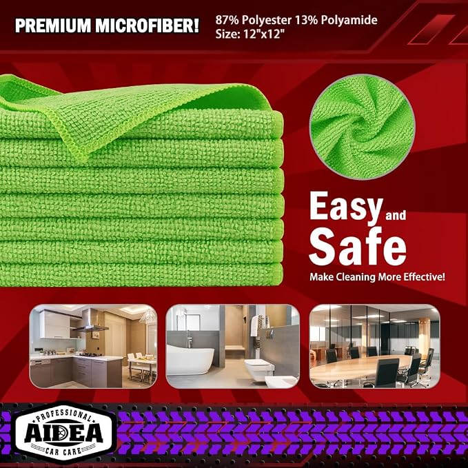 AIDEA Microfiber Cleaning Cloth-20PK, Microfiber Towels for Cars, 12"×12" - Image 6