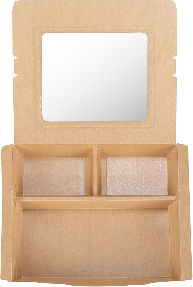 Restaurantware Paper Bento Box 100 Count 78 Ounces Paper Lunch Container Kraft Food Box, Greaseproof Disposable Three Compartment Meal Prep Box with Transparent PLA window - Image 10