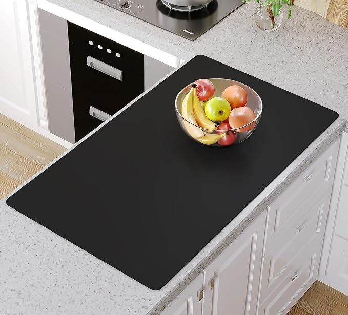 Warome Silicone Mat,36"x 23.6" Heat Resistant Mats for Countertop Protector,Nonstick Silicone Craft Mat/Placemats,Washable Silicone Mats for Kitchen Counter,No Creases Counter Mat-Black by Warome