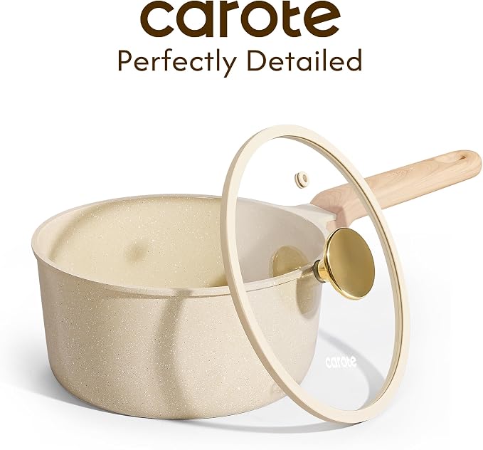 CAROTE Ceramic Nonstick 1.5Qt & 2.5Qt Sauce Pan Sets with Lid - Image 3