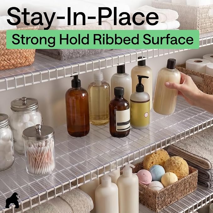 GORILLA GRIP Shelf Liner, Non-Adhesive Cabinet Liners, 20" x20' Clear - Image 7