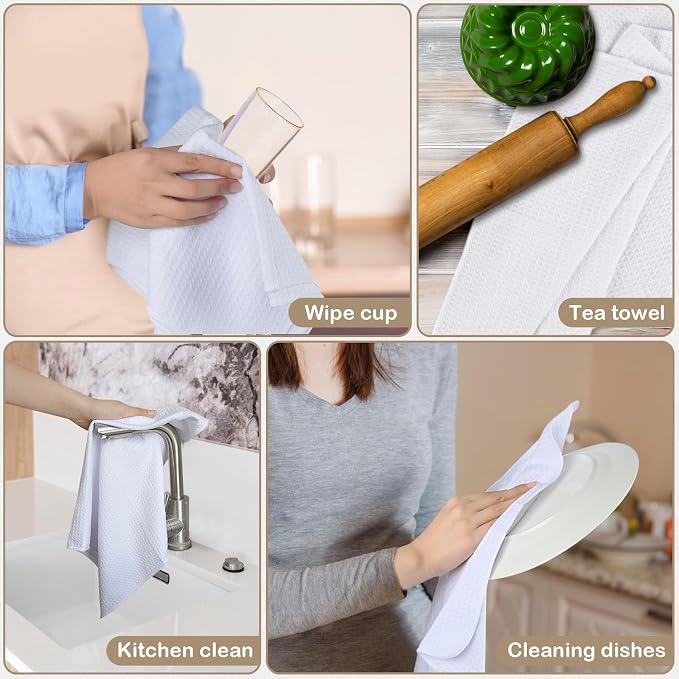 SINLAND Sublimation Blank Towels Waffle Kitchen Towel White 16x24 20 Pack - Image 6