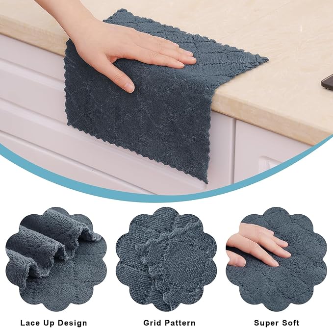 Homaxy 18 Pack Super Soft Absorbent Dish Cloths, 10" x 10", Dark Grey - Image 2