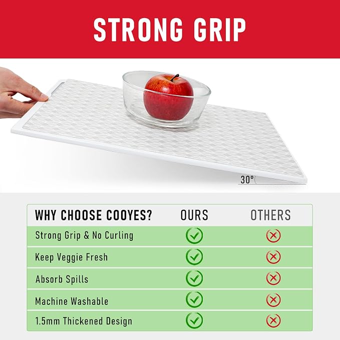 Cooyes Refrigerator Liners 17.7" x 360", Absorbent Strong Grip Fridge Mats Machine Washable, Non-Adhesive Refrigerator Shelf Liner for Fridge Bins & Kitchen Cabinets, Gray - Image 5