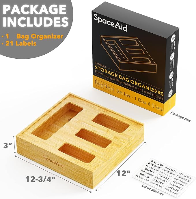 SpaceAid Bag Storage Organizer (1 Box 4 Slots), SpaceAid WrapNeat 4 in 1 Wrap Dispenser - Image 4