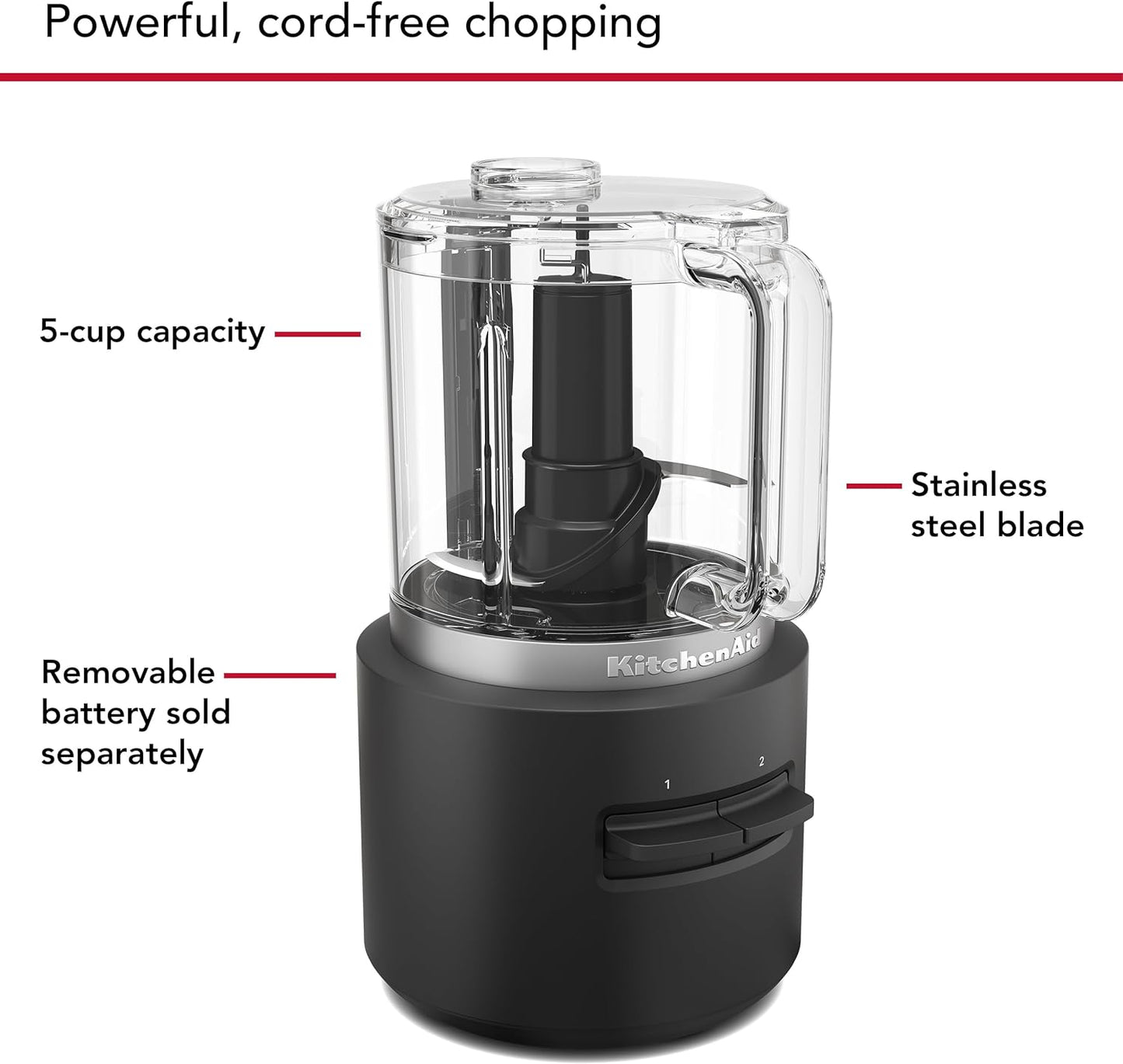 KitchenAid Go™ Cordless Food Chopper - battery sold separately, KFCR500, Black Matte