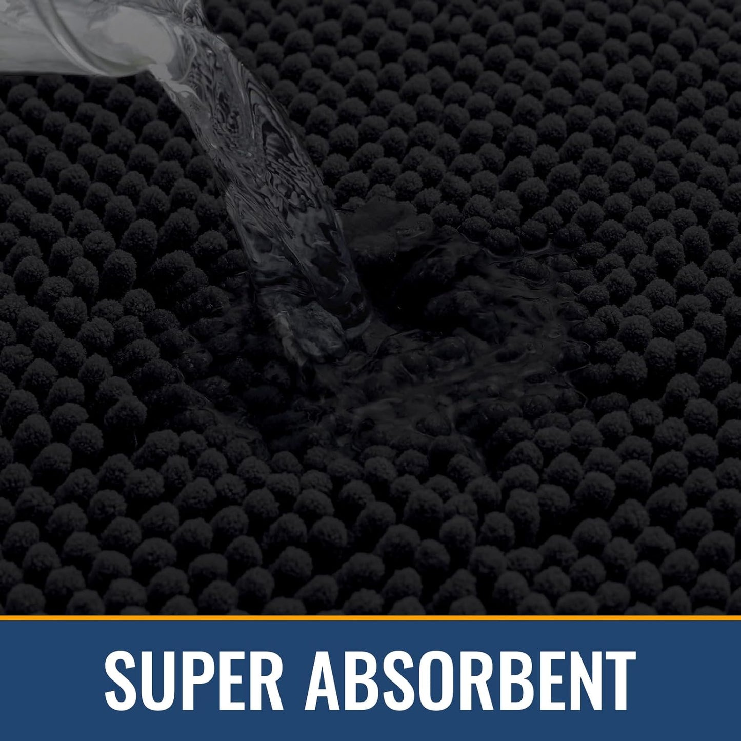 Arotive Bathroom Rugs 47x24, Extra Soft Absorbent Shaggy Chenille Bath Rugs, Machine Washable Rubber Backing Non-Slip Bath Mats for Bathroom Floor Tub and Shower, Home Decor Accessories, Black