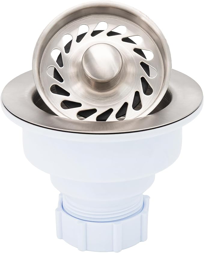 JB Signature Kitchen Sink Strainer For Use Without Disposal 2-Piece Basket Design Durable Plastic Base with Brushed Nickel Trim Fits 3.5 Inch Sink Openings Removable Basket Easy Clean 1-Pack - Image 2