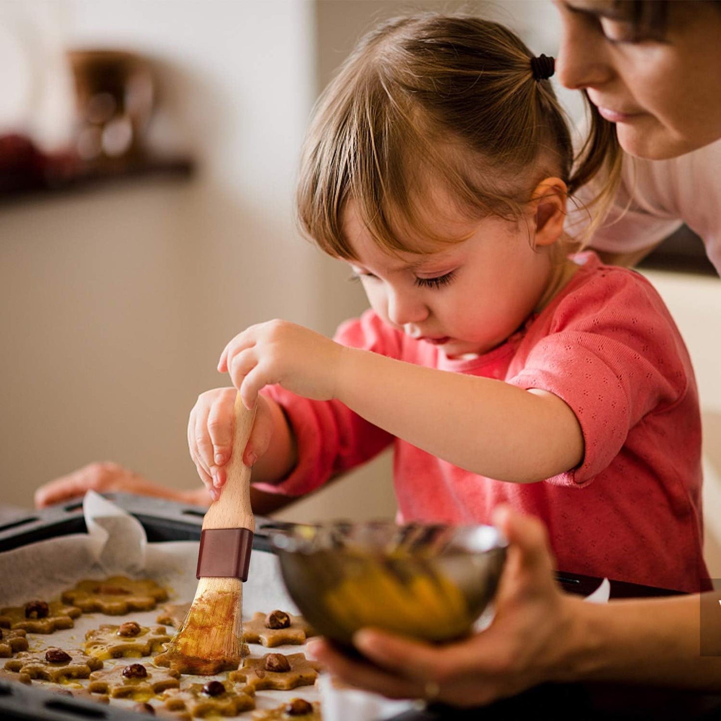 Pastry Brushes for Baking Basting Brush with Boar Bristles and Beech Hardwood Handles Culinary Oil Brush for Barbecue Butter Grill BBQ Sauce Baster Marinade Kitchen Food Cooking Brushes (1.5 inch)