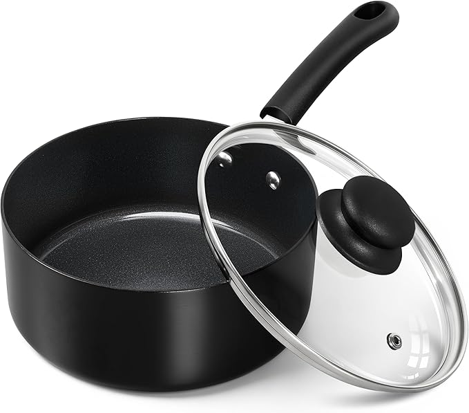 MICHELANGELO Nonstick Saucepan with Lid, Ceramic Sauce Pan Sets, Easy to Clean Sauce Pans, Multi-Purpose Cooking Pots, 2QT, Black by Michelangelo