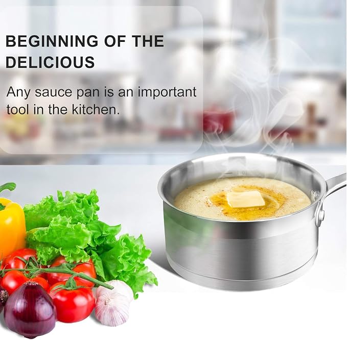 Duxtop Stainless Steel Sauce Pan with Lid, 1.6 Quart Induction Cooking Pot - Image 4