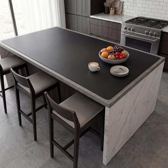 Extra Large Silicone Mats for Kitchen Counter, Heat Resistant Mat, Nonslip Kitchen Countertop Protector Mat, Cuttable Counter Protector Mats for Island Workbench(47.3''x23.6''Black) by Gantok