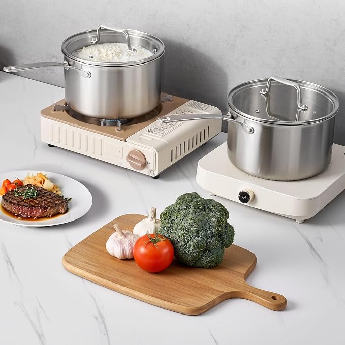 VEVOR 4 QT Saucepan, Stainless Steel Saucepan with Glass Lid, Multipurpose Nonstick Stainless Steel Small Cooking Sauce Pot with Ergonomic Handle, Friendly for Oven, Dishwasher, Induction Cooker - Image 8