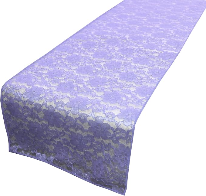 Zen Creative Designs 10 Pack Floral Lace Table Runner Sheer Lace Event Party Wedding Table Decor (12" by 60", Lavender) by ZenCreativeDesigns