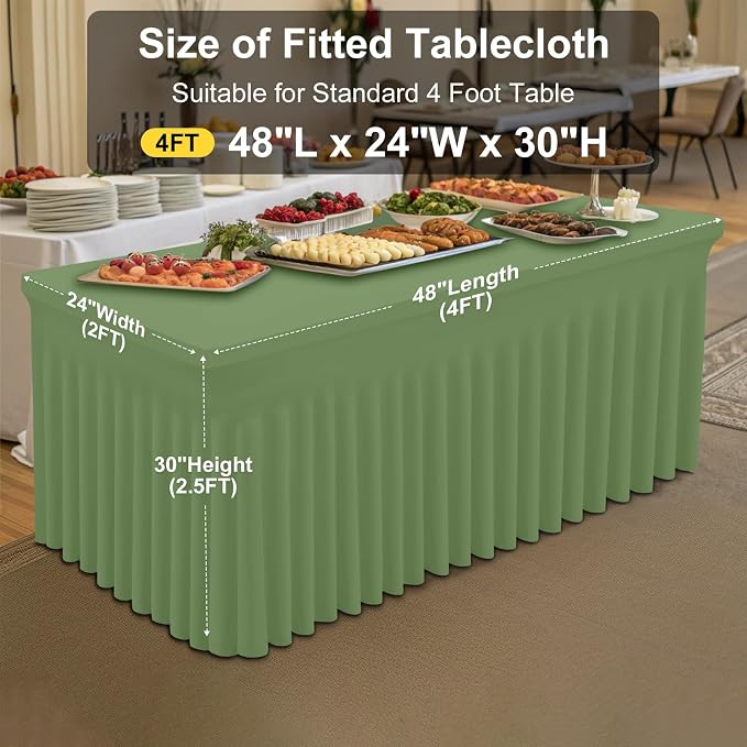 Smiry Spandex Elastic Fitted Table Cloth Skirt for 4FT Rectangle Table - Image 4