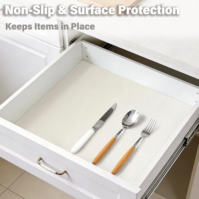 Shelf and Drawer Liners for Kitchen Cabinet,Non-Adhesive Cabinet Liners for Shelves,Non Slip Cupboard Liner Strong Grip Mats Protect Dresser,Shelf Paper-Off-White 23.6IN x 30FT - Image 6