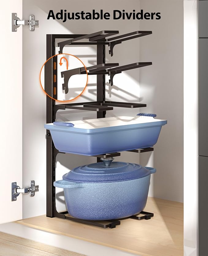 ORDORA Pots and Pans Organizer Under Cabinet 20.8" 8-Tier Adjustable Bronze - Image 4
