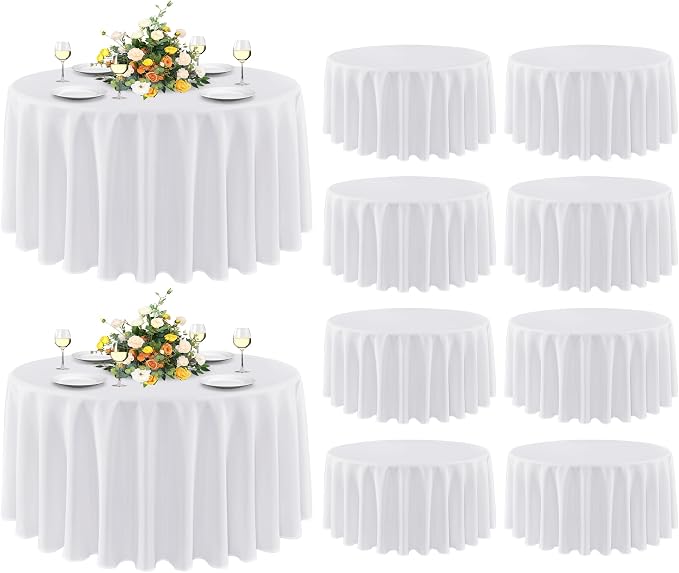 sancua 90 Inch Round Tablecloth White, 10 Pack by sancua