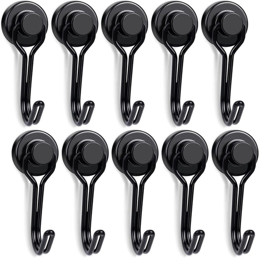E BAVITE Swivel Swing Black Magnetic Hooks, 30lbs Strong Neodymium Magnet Hook with Epoxy Coating for Refrigerator, Cruise,BBQ Grill Tools, 2.36in in Length, Pack of 10
