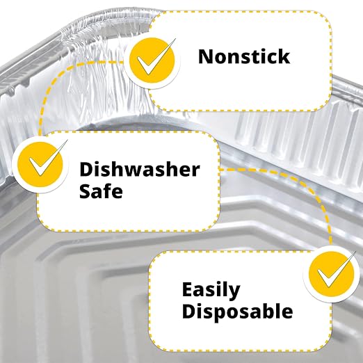 IDL Packaging Half-Size Aluminum Steam Table Pans - Medium, 13" x 11" x 2" (Pack of 10) - Disposable Foil Pan for Grilling, Roasting, BBQ, Cooking, Baking, Freezing - Food-Safe Catering Supplies - Image 5