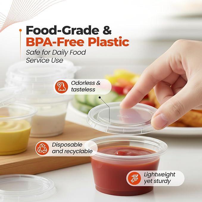1.5-2oz Clear Plastic Portion Cup Lids – 2,500 Pack, Ultra Clear PET Disposable Lids, Secure Fit Covers for 1 Ounce Portion & Condiment Cups for Food Service (1.5-2 oz Portion Cups Lids) - Image 5