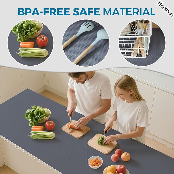 Hersvin Shelf Liners, 20in x 20ft Kitchen Drawer Mats, Non-Adhesive EVA Cupboard Protector, Cabinet Lining (Dark Gray/Dot) - Image 4
